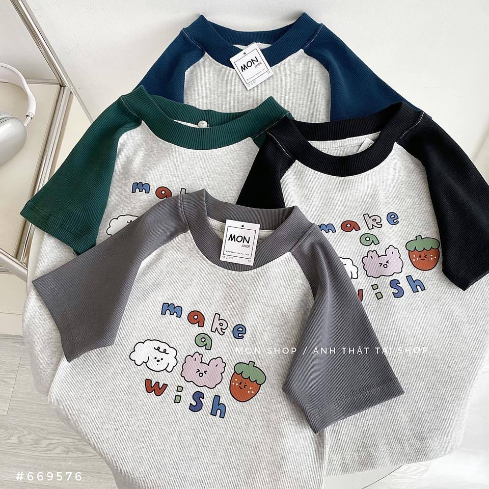 Áo croptop thun gân in make a wish 669576