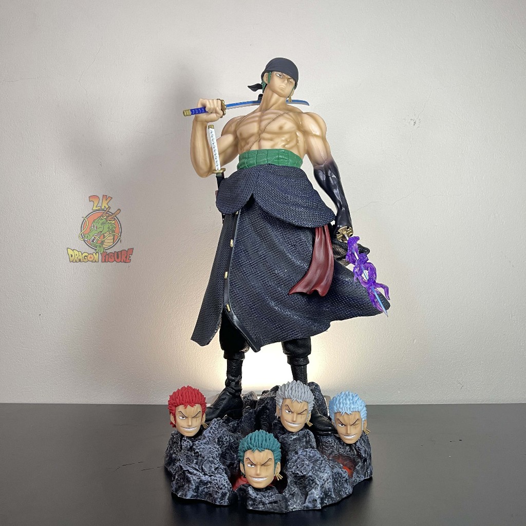 Mô hình Zoro 50cm, 5 đầu thay thế, kiếm bọc Haki cực nét - One Piece - Mô hình 2K