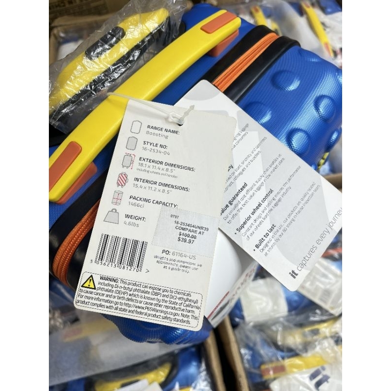 IT Luggage Children's Brick 4 Wheel Hard Cabin Suitcase