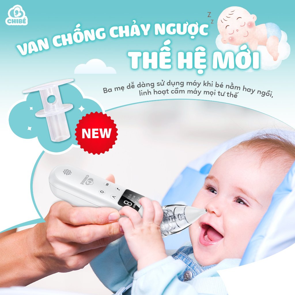 Máy Hút Mũi Cho Bé Chibe CB006 6 Cấp Độ Hút, Pin Sạc, Kèm 3 Đầu Hút - BH 12 Tháng