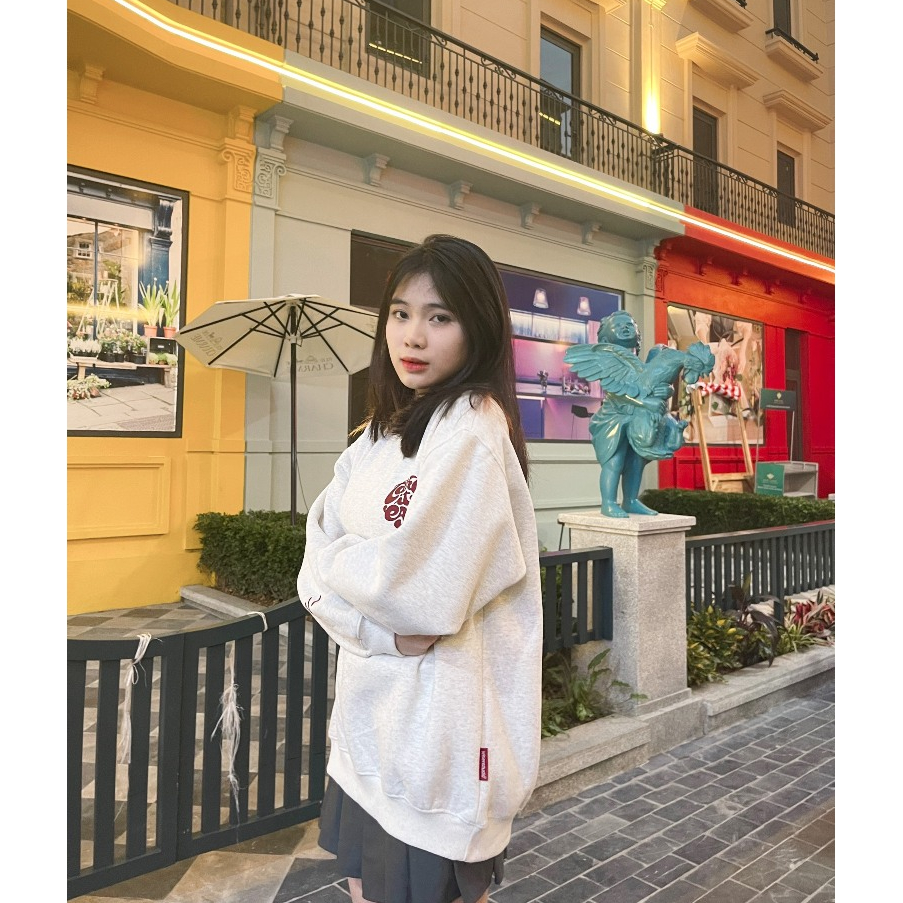 Áo sweater WISEN nỉ bông dày form rộng oversize unisex mẫu TAKE IT EASY