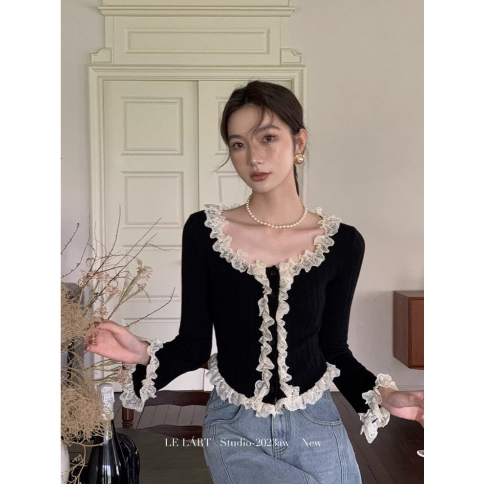 ÁO LEN GÂN MỎNG MENY ÔM BODY DÀI TAY ỐNG LOE VIỀN BÈO SIÊU XINH