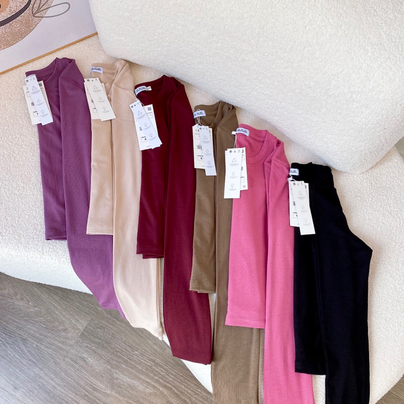 Áo Crop Top Cổ Tròn Dài Tay Hàng QC 6 Màu Siêu Hot Tôn Dáng , Sáng Da Chất  Đẹp