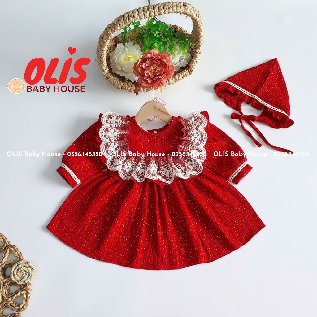 Váy công chúa, đầm bé gái sơ sinh, váy thôi nôi cho bé OLIS Baby House, size 4 - 28 kg