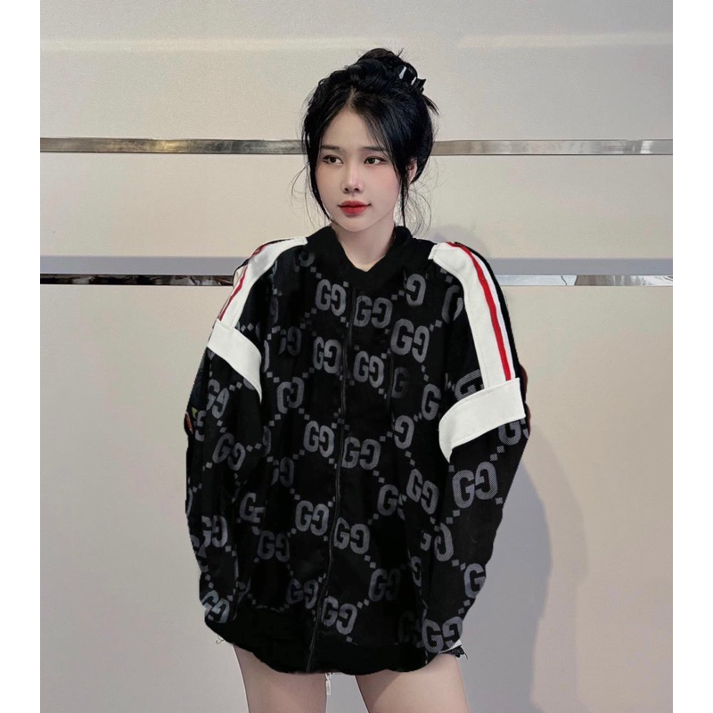 ÁO KHOÁC BOMBER IN FULL GG PHỐI VAI SIÊU HOT—-HANFASHION