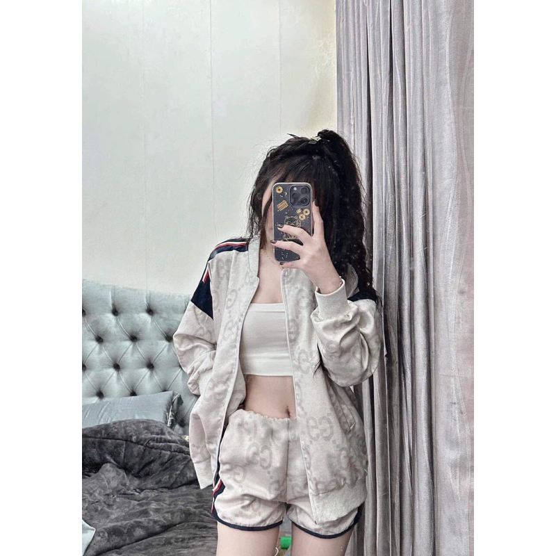 ÁO KHOÁC BOMBER IN FULL GG PHỐI VAI SIÊU HOT—-HANFASHION
