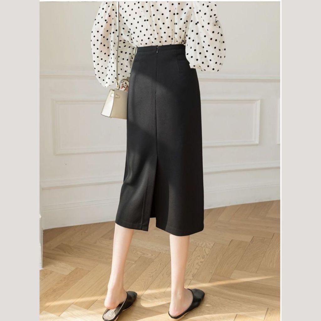 Chân Váy Chữ A Dài 65cm Cạp Cao Có Túi 2 Bên Phù Hợp Mặc Đi Làm Nơi Công Sở - Chanmi M294