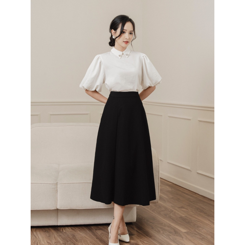 Chân váy công sở Nahi.vn dáng dài xòe ôm eo giấu bụng tôn dáng NH18