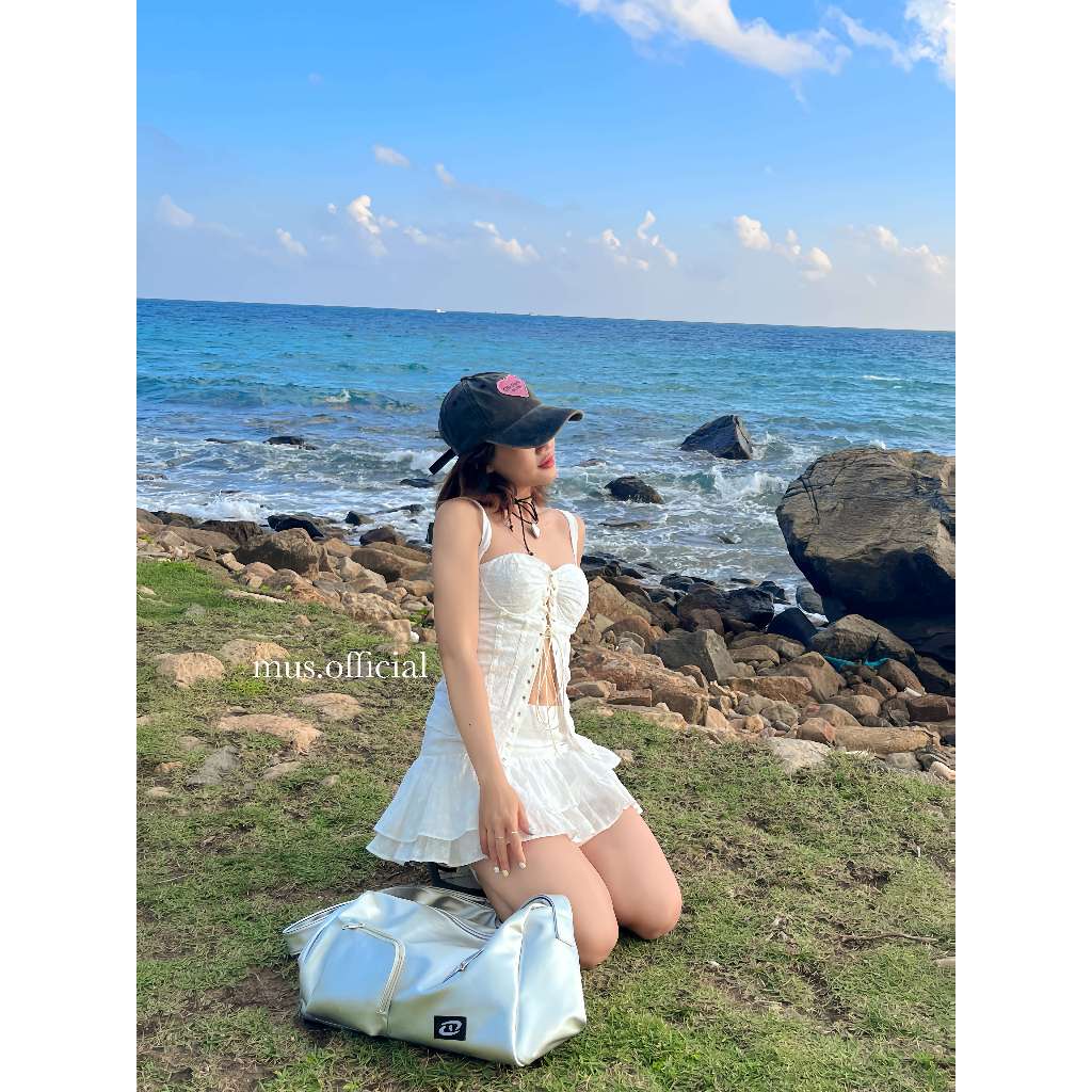 Áo 2 Dây Cúp Ngực Phối Lưới Thun Cài Mắt Cáo Sau Lưng Dây Kéo Inox MUS KIDZY TOP