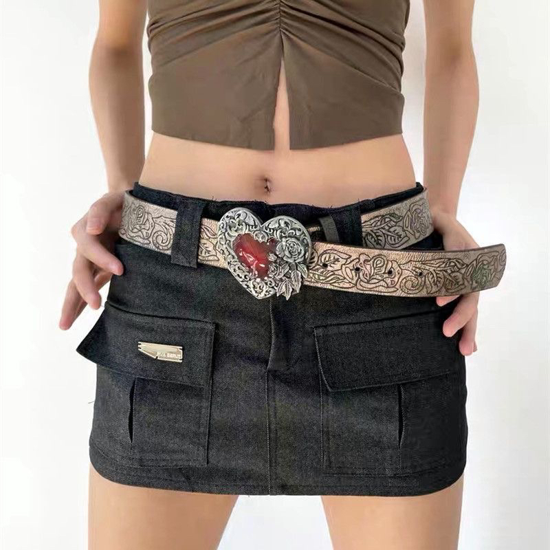 Thắt lưng da trái tim của biển cả vintage Y2K cá tính sành điệu
