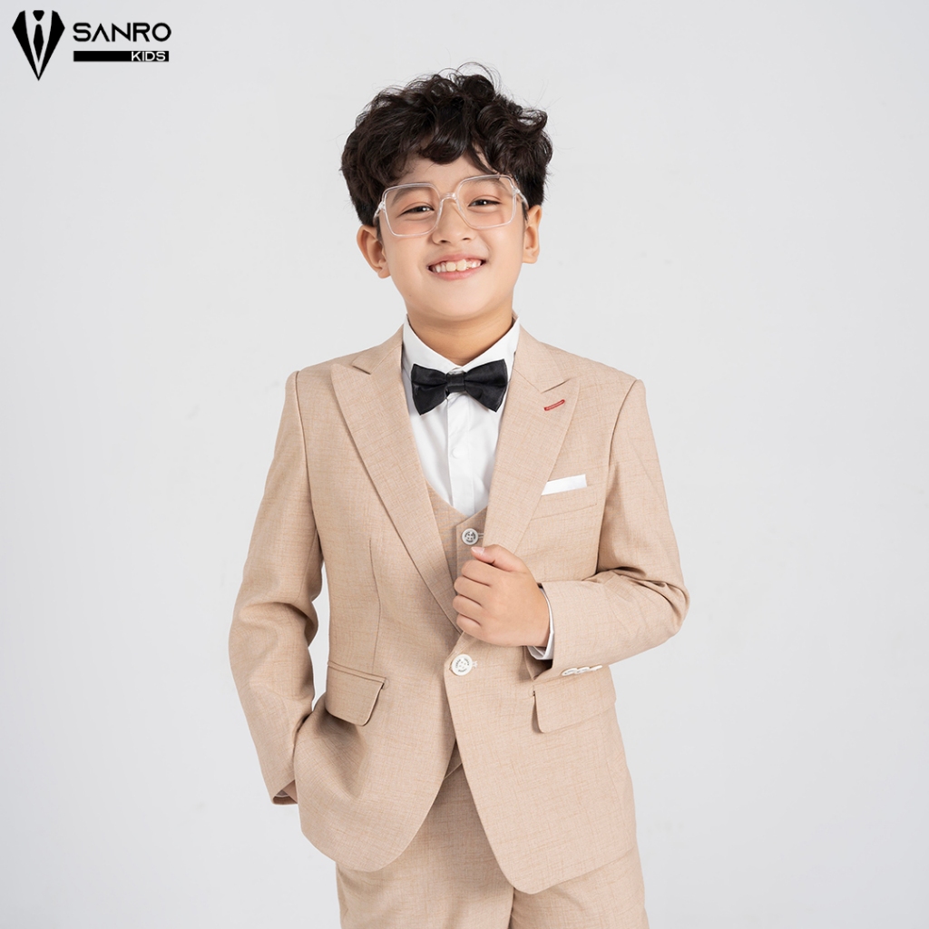 Bộ vest bé trai màu nude