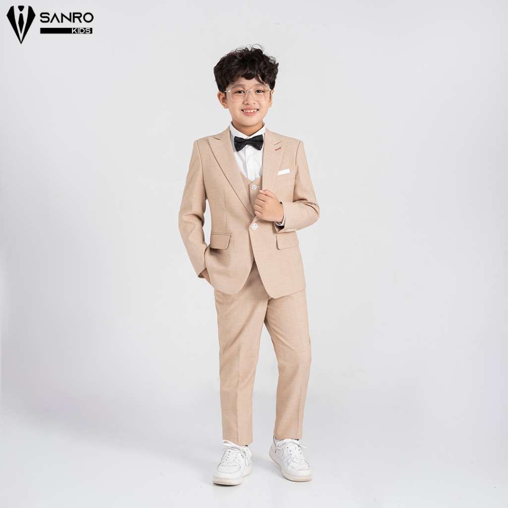 Bộ vest bé trai màu nude