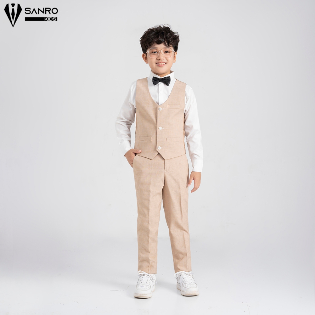 Bộ vest bé trai màu nude