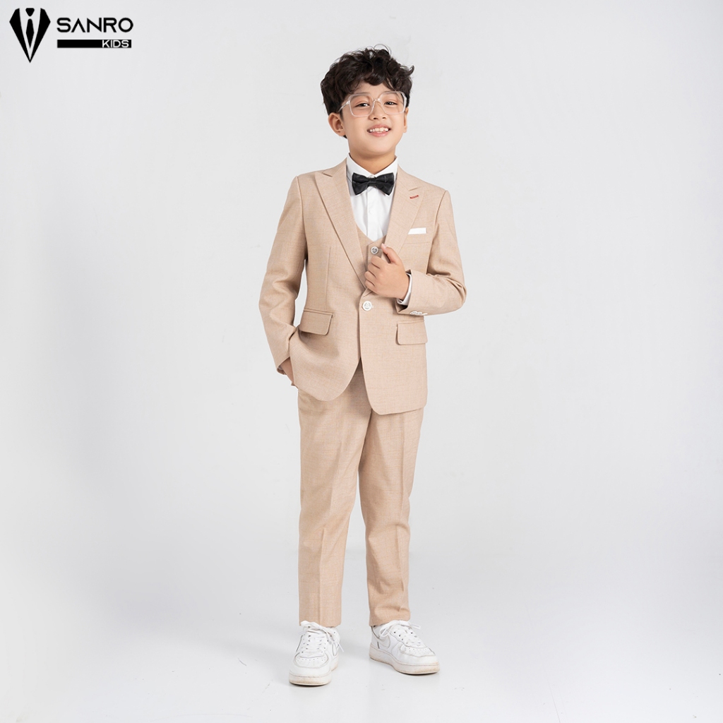 Bộ vest bé trai màu nude