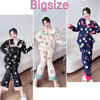 Đồ Bộ Tay Dài Quần Dài Bigsize Lụa Tiểu Thư 50-100kg Mặc Nhà Siêu Sang