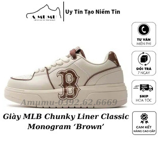 Giày mlb ckunky monogram white brown lai au sc full box