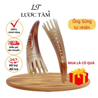 Ống sừng chải tóc vò đầu massage LƯỢC TÂM cao cấp mát xa ấn huyệt nguyên khối đủ size