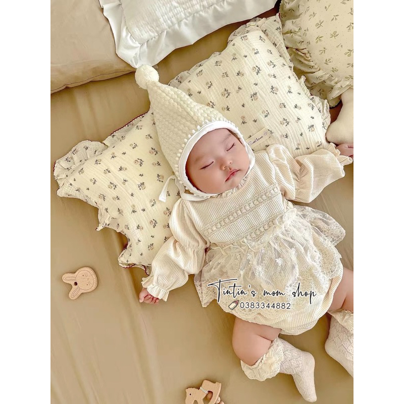 Váy ren công chúa thôi nôi kem dành cho bé gái 3-18M