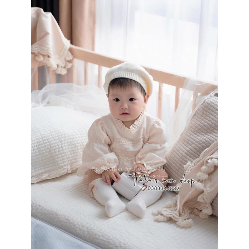 Váy ren công chúa thôi nôi kem dành cho bé gái 3-18M