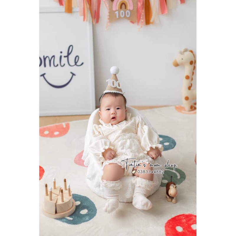 Váy ren công chúa thôi nôi kem dành cho bé gái 3-18M