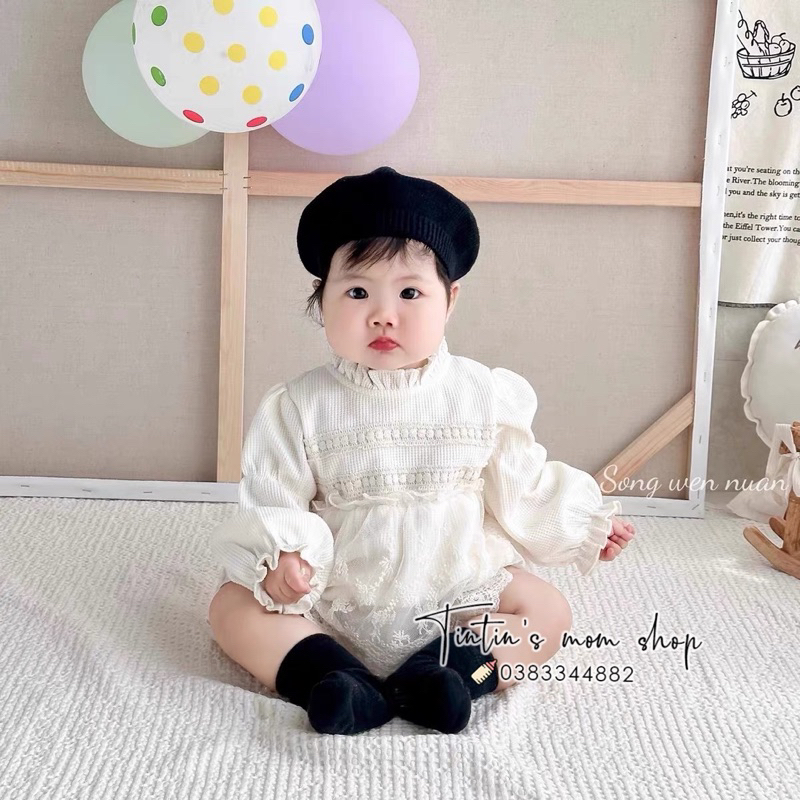 Váy ren công chúa thôi nôi kem dành cho bé gái 3-18M