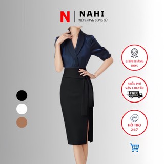 Chân váy công sở Nahi.vn dáng bút chì ôm sẻ tà trước CV50