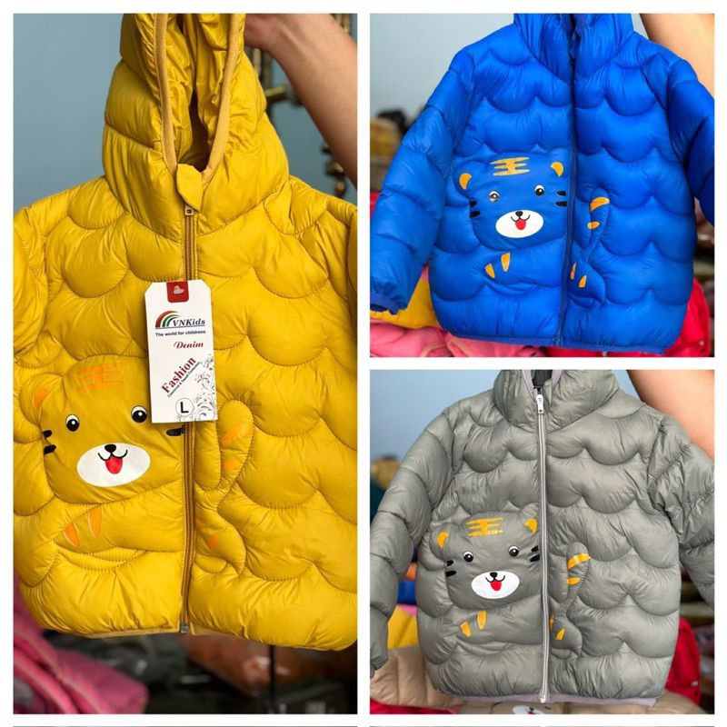 Áo phao lông vũ hình con hổ cho bé từ 14-25kg cho bé trai, bé gái