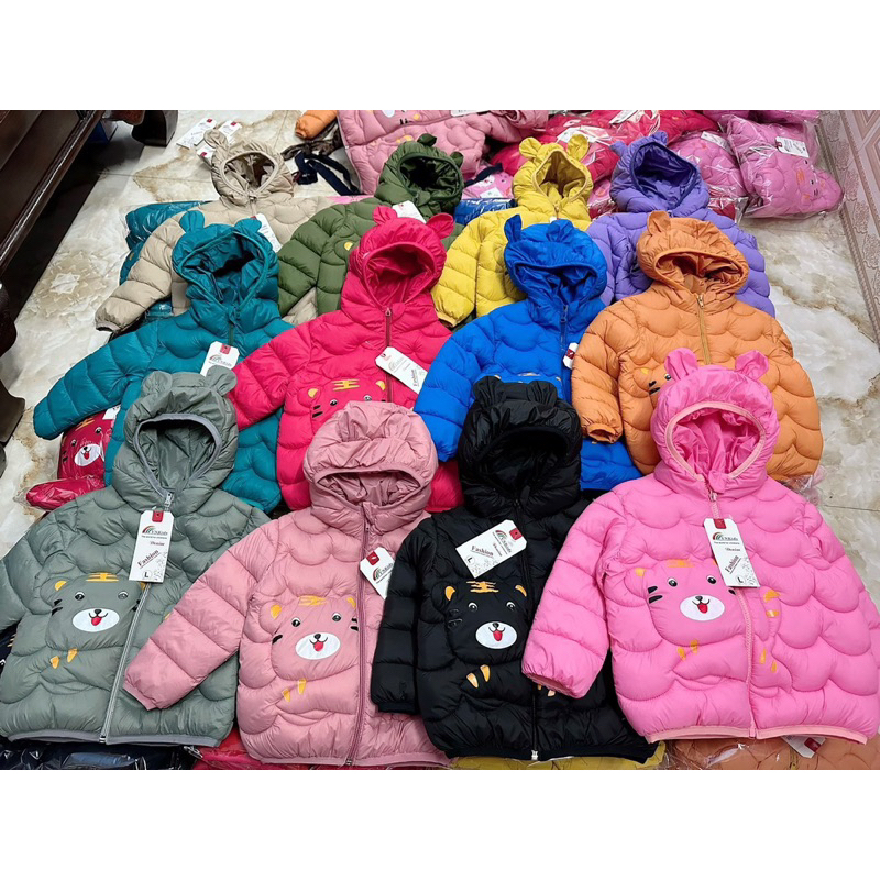 Áo phao lông vũ hình con hổ cho bé từ 14-25kg cho bé trai, bé gái