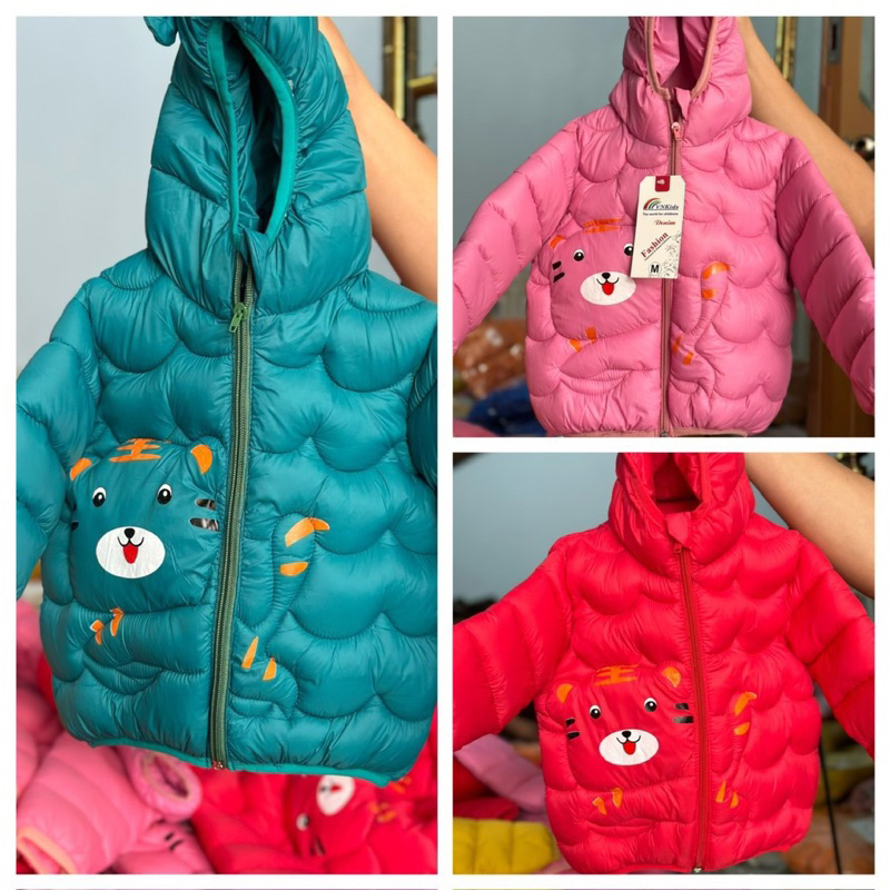 Áo phao lông vũ hình con hổ cho bé từ 14-25kg cho bé trai, bé gái