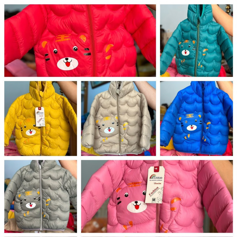 Áo phao lông vũ hình con hổ cho bé từ 14-25kg cho bé trai, bé gái