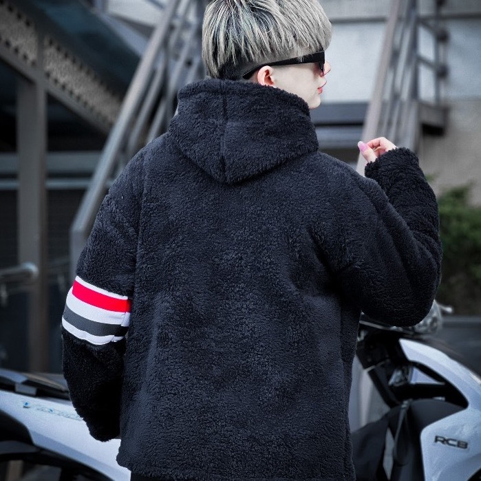 Áo khoác lông nam nữ viền tay thom Chất lông mịn  Áo 2 lớp