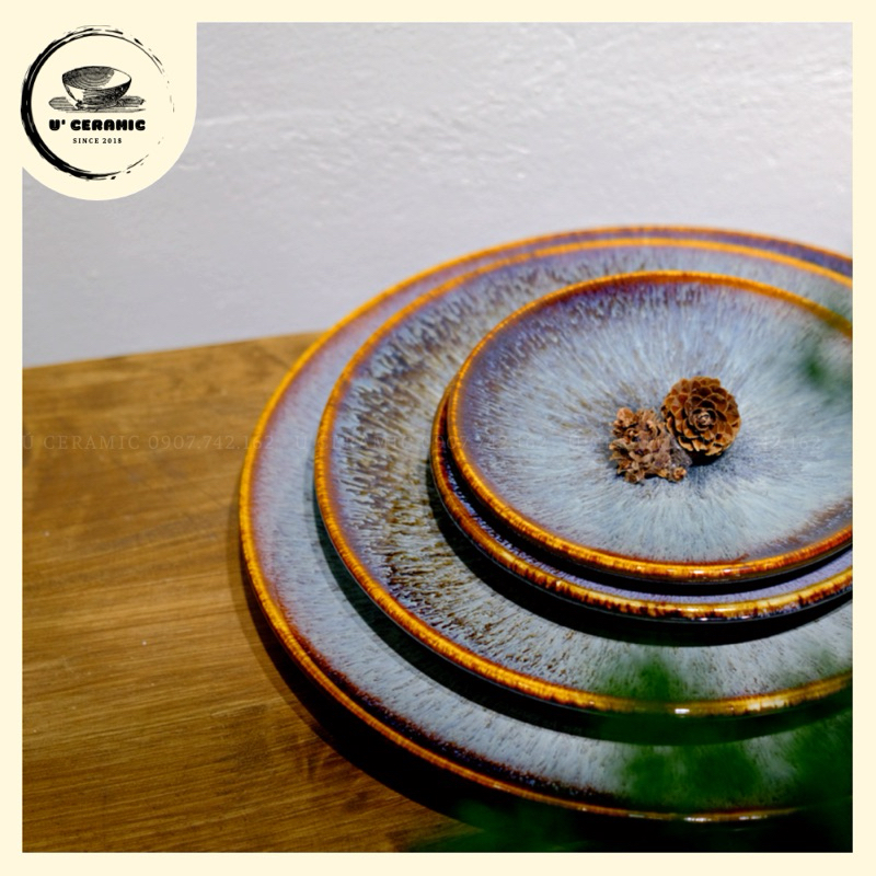 Dĩa Tròn Gốm Sứ Đựng Món ăn,trái cây,mì xào,Ú ceramic