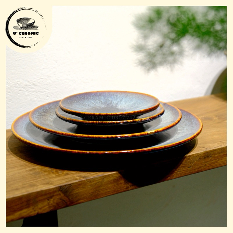 Dĩa Tròn Gốm Sứ Đựng Món ăn,trái cây,mì xào,Ú ceramic