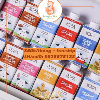 [COMBO] 1 thùng 24 hộp sữa tươi hữu cơ Koita 200ml các vị (nguyên kem/ít béo/ không lactose)
