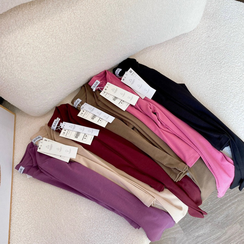 Áo thun dài tay cổ tròn croptop - Áo phông co dãn thấm hút hàng mới 2023