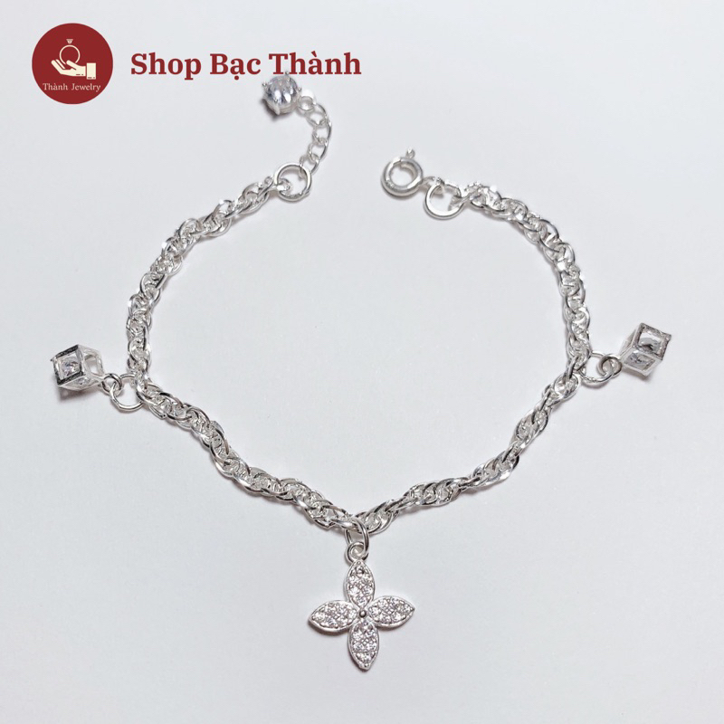 Lắc tay nữ Kép Xoắn Bạc Ta mix charm xinh dày dặn (Ảnh Thật , Có Bảo Hành Làm Sáng )
