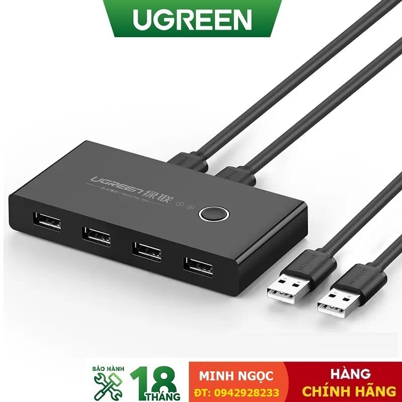 Bộ chia sẻ máy in USB 2.0 từ 4 thiết bị vào 2 máy tính chính hãng Ugreen 30767 - Hàng chính hãng