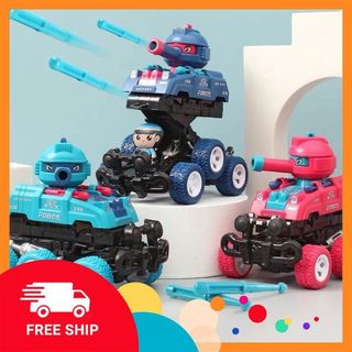 Đồ chơi cho bé ô tô địa hình, xe tăng chạy bánh đà biến hình robot xoay 360 độ