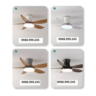 Quạt trần cổ ngắn chung cư - quạt trần cho trần nhà thấp hiện đại có đèn led 6 cấp độ gió xoay đảo chiều