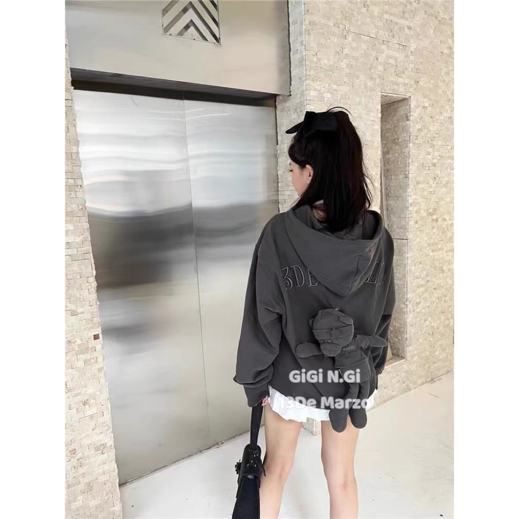 Áo hoodie 13Demarzo gấu cùng màu freesize, áo nỉ da cá unisex nam nữ - mimistore