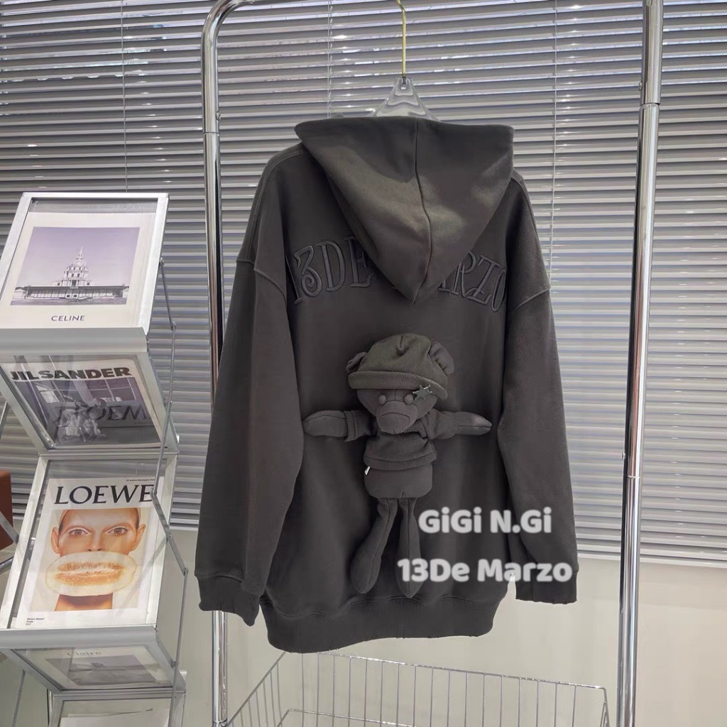 Áo hoodie 13Demarzo gấu cùng màu freesize, áo nỉ da cá unisex nam nữ - mimistore