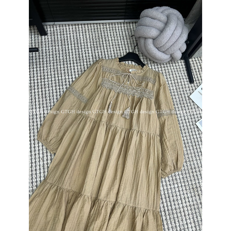 Váy tơ mềm hai lớp cao cấp dáng dài tiểu thư
