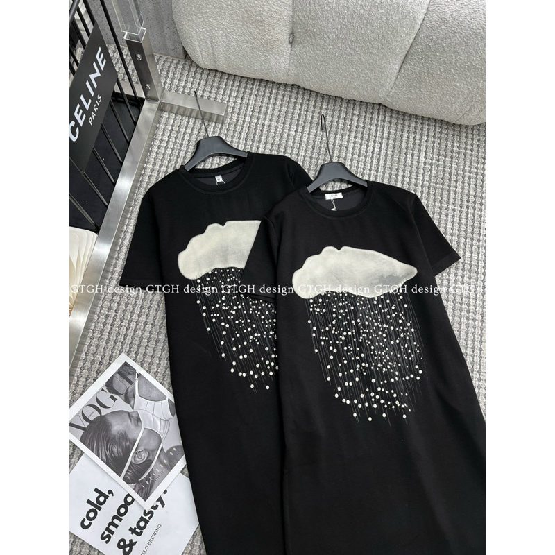 Váy xuông cottong hình mây tiểu thư