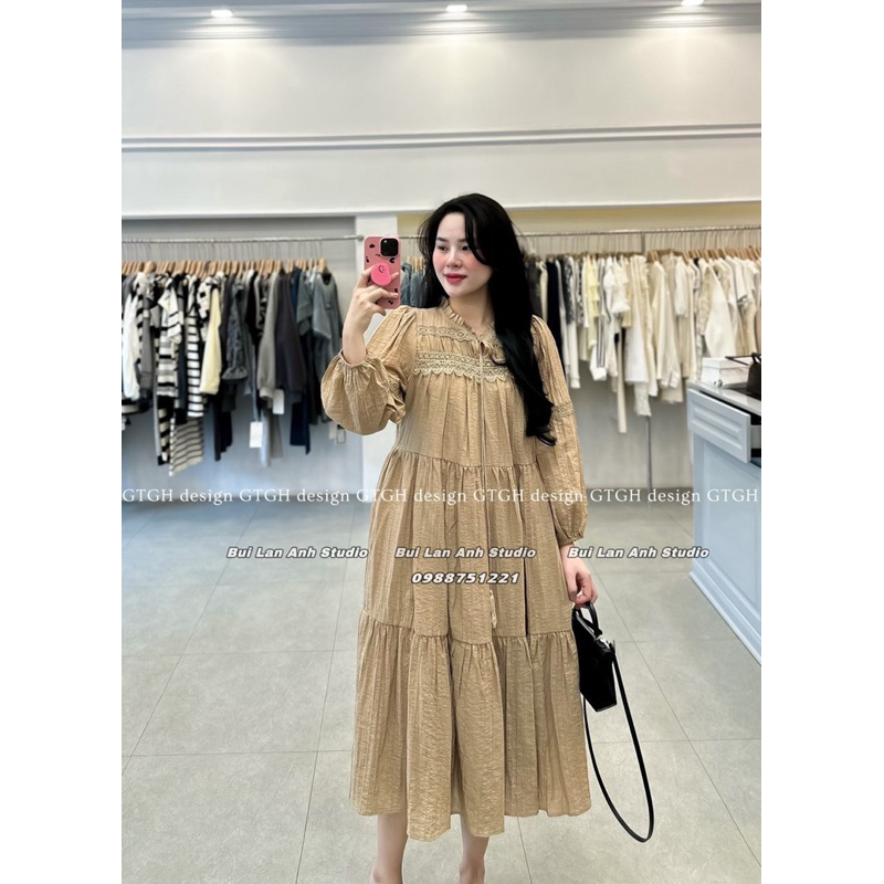 Váy tơ mềm hai lớp cao cấp dáng dài tiểu thư