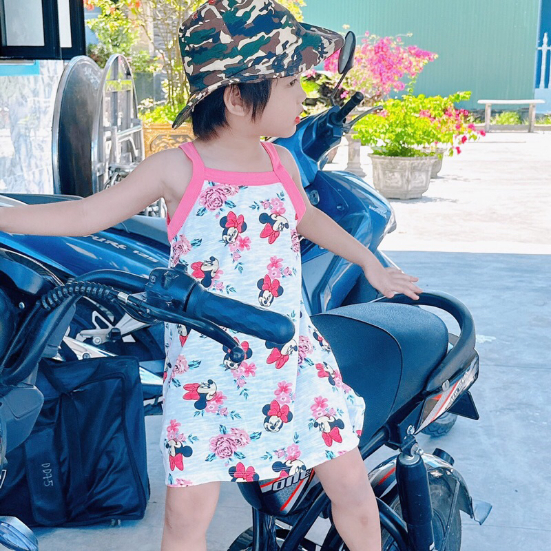 Đầm cotton 2 dây cho bé gái 10-30kg