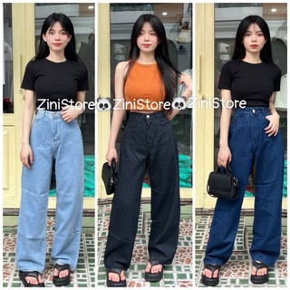 Quần jean nữ ống rộng, quần baggy jean nữ chất đẹp dáng suông phong cách Hàn Quốc màu xanh đậm, nhạt và đen mã JOR-155