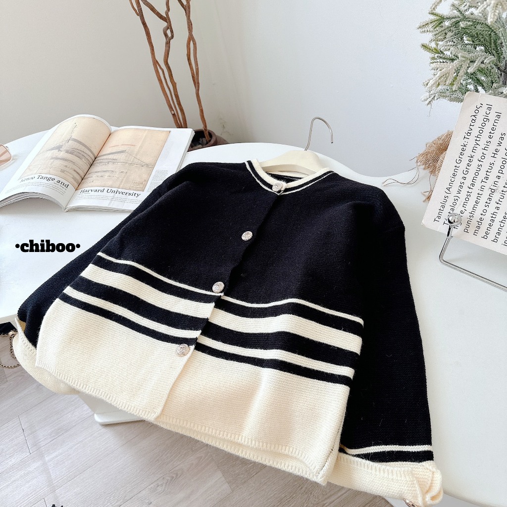 Áo len cardigan dáng ngắn siêu sang