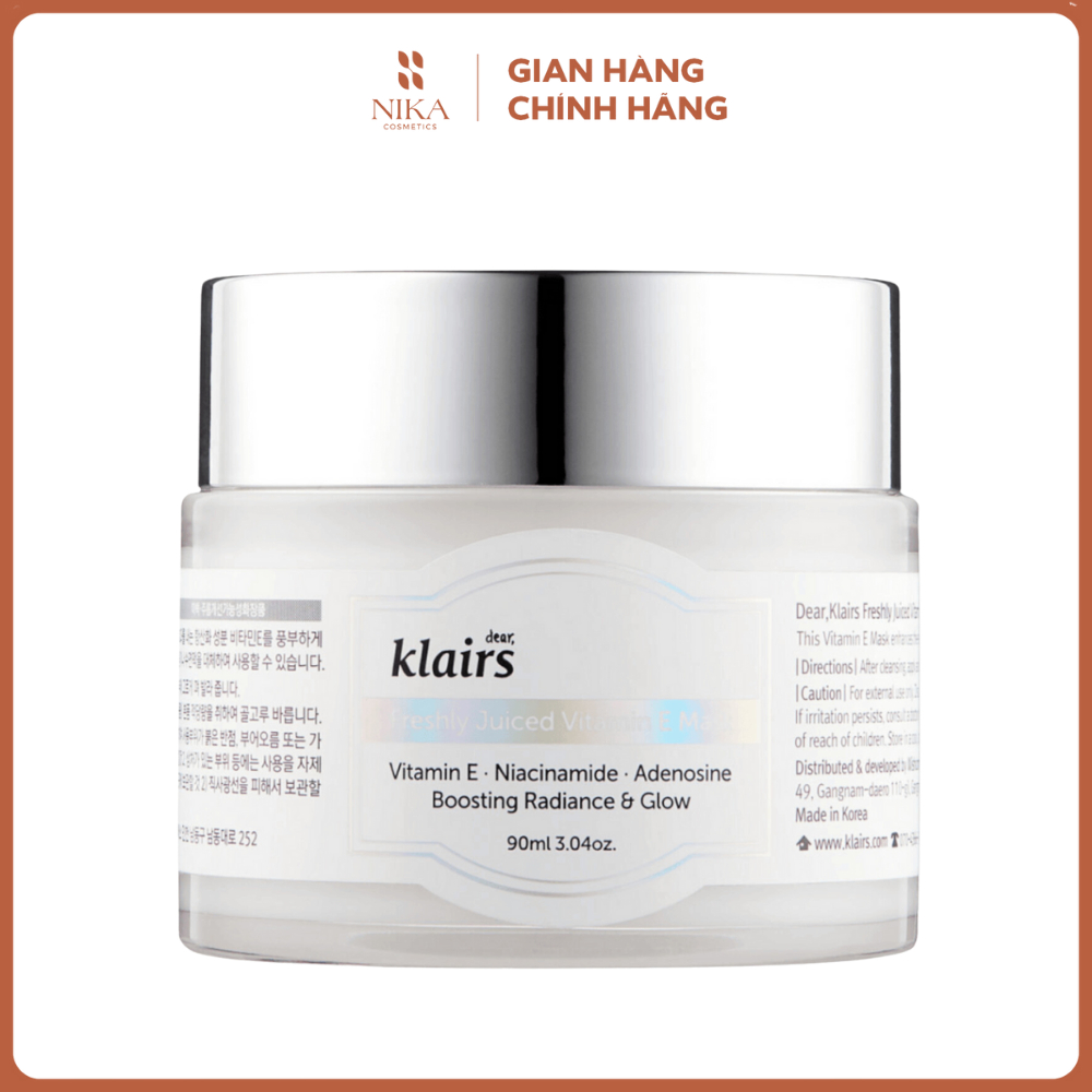 Mặt Nạ Ngủ Dưỡng Ẩm Klairs Freshly Juiced Vitamin E Mask 90ml [Nika Cosmetics]