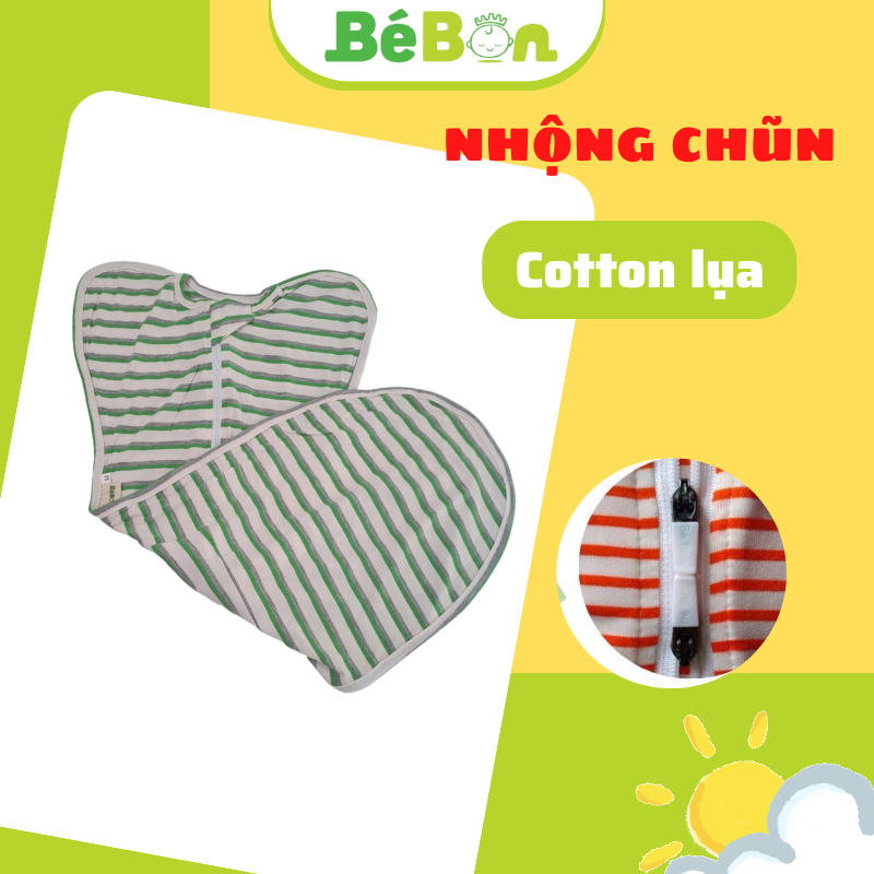 Nhộng chũn cho bé sơ sinh vải cotton giãn 4 chiều giúp bé ngủ ngon mã BB12 siêu mỏng mát