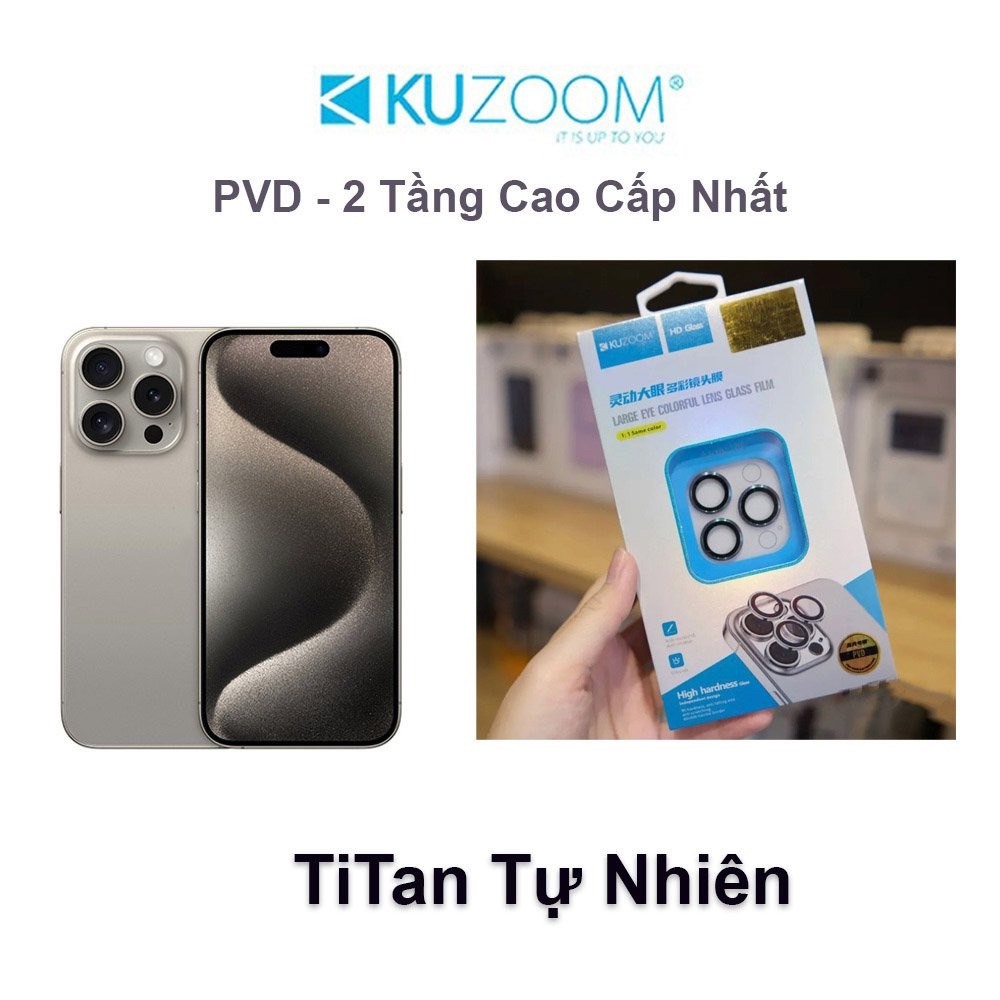 iphone 15 pro max , 15 pro , 15 plus , 15 _ Kính cường lực iphone bảo vệ camera KUZOOM PVD 2 tầng 3D